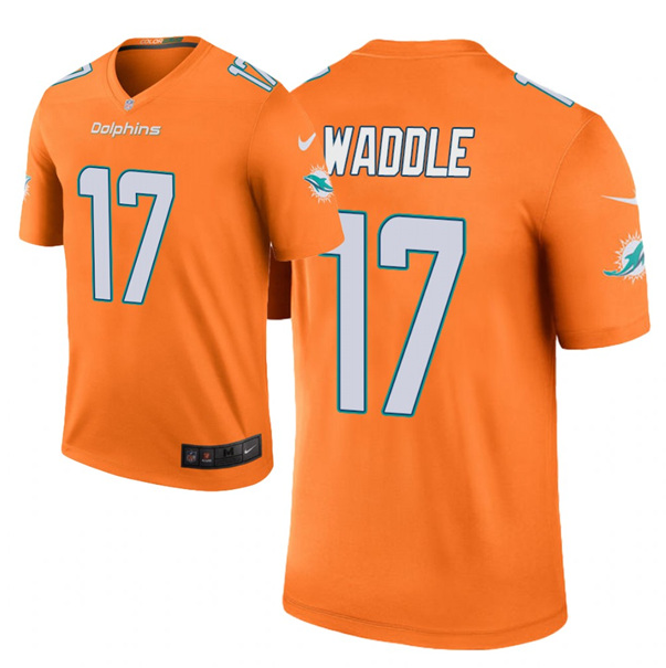 Men's Miami Dolphins #17 Jaylen Waddle Orange NFL 2021 Draft Vapor Untouchable Limited Stitched Jersey Men's Miami Dolphins #17 Jaylen Waddle Orange NFL 2021 Draft Vapor Untouchable Limited Stitched Jersey